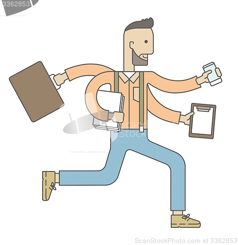 Image of Worker with multitasking job.