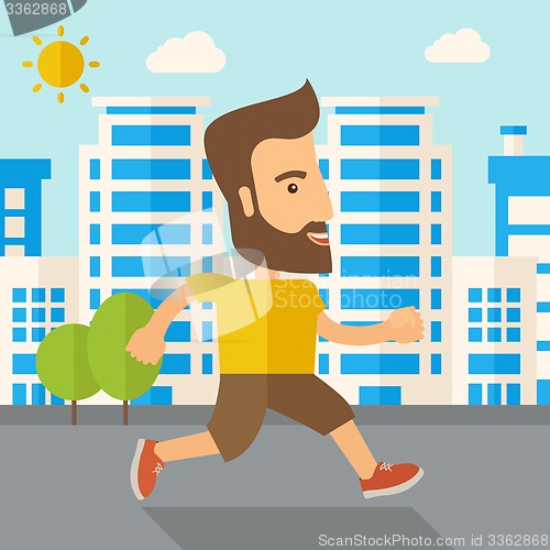 Image of Man do jogging under the heat of sun