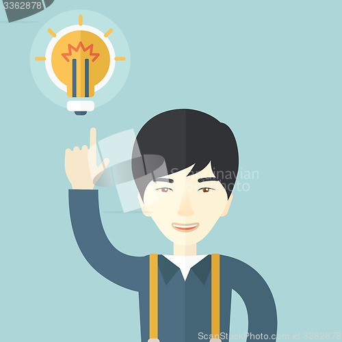 Image of Asian guy having a good idea.