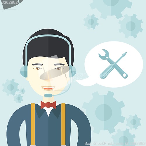 Image of Japanese operator with headset as customer service