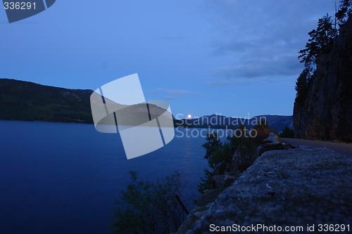 Image of Low yellow moon lake Nisser
