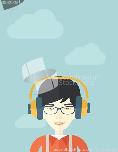 Image of Chinese young guy with headphone.