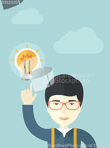 Image of Asian guy having a good idea.