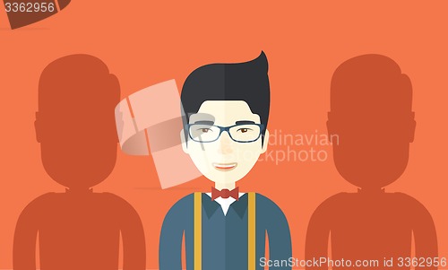 Image of Happy businessman with his shadows.