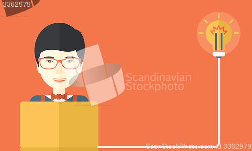 Image of Businessman with laptop