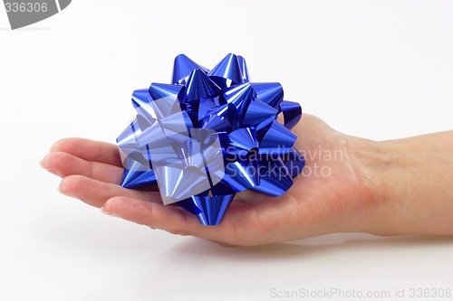 Image of Blue Bow in Hand
