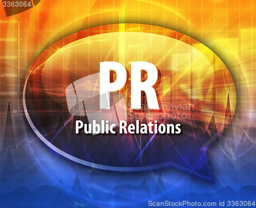 Image of PR acronym word speech bubble illustration