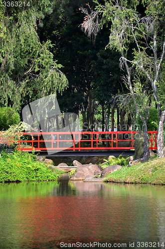Image of Red bridge in Chinese Garde, Singapore