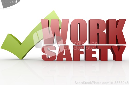 Image of Green check mark with work safety word