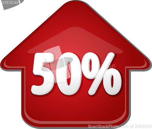 Image of Fifty percent up upwards arrow bubble illustration