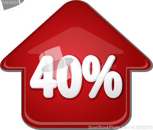 Image of Forty percent up upwards arrow bubble illustration