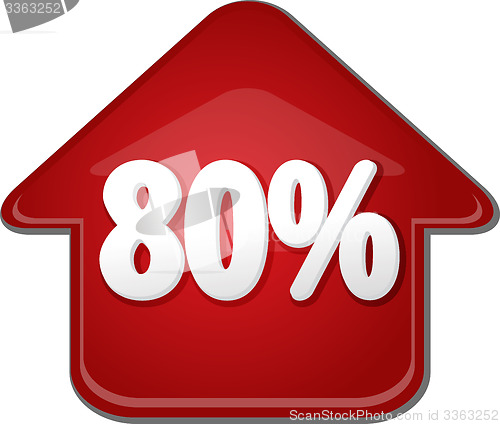 Image of Eighty percent up upwards arrow bubble illustration