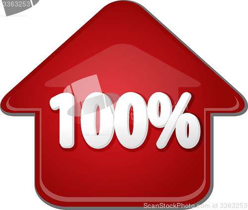 Image of Hundred percent up upwards arrow bubble illustration