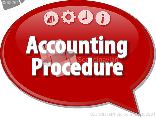 Image of Accounting procedures Business term speech bubble illustration