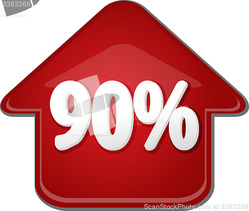 Image of Ninety percent up upwards arrow bubble illustration