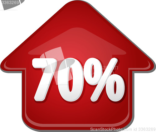 Image of Seventy percent up upwards arrow bubble illustration