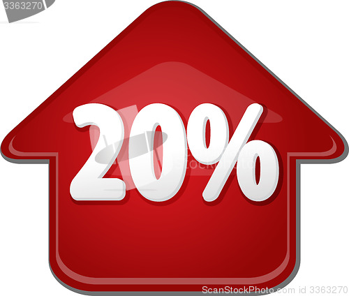 Image of Twenty percent up upwards arrow bubble illustration