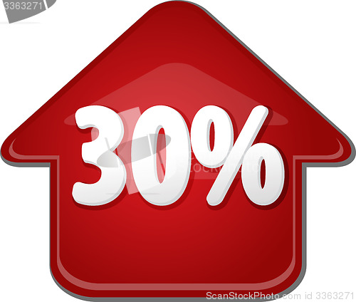 Image of Thirty percent up upwards arrow bubble illustration