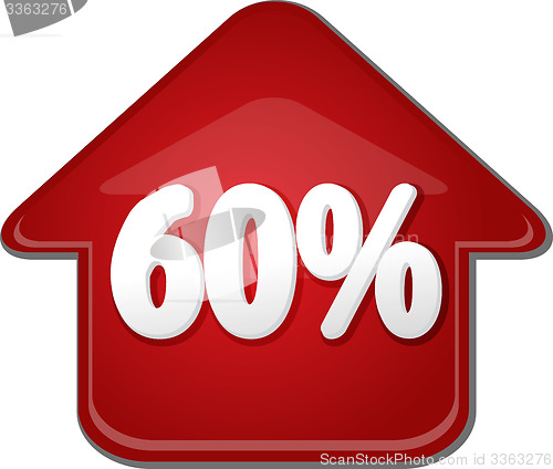 Image of Sixty percent up upwards arrow bubble illustration