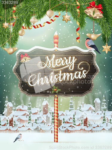 Image of Christmas scene, village. EPS 10