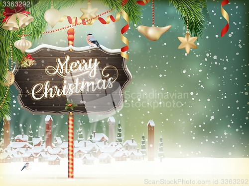 Image of Christmas scene, village. EPS 10