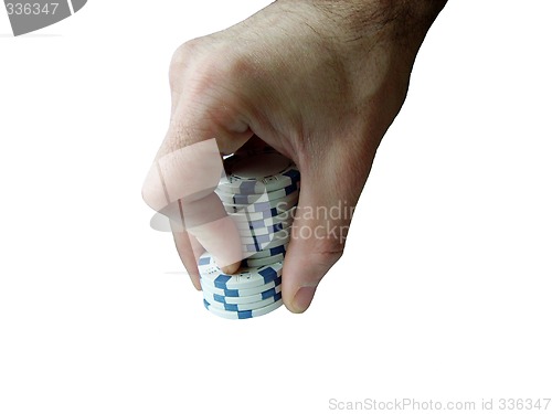 Image of hand with casino chips
