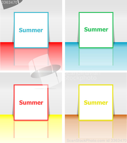 Image of Hello summer poster. summer background. Effects poster, frame. Happy holidays card, happy vacation card. Enjoy your summer.