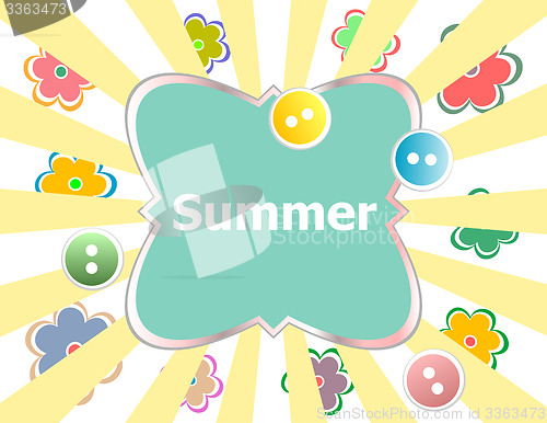 Image of Summer theme with floral over bright multicolored background