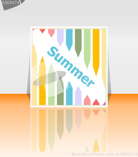 Image of Hello summer poster. summer background. Effects poster, frame. Happy holidays card, happy vacation card. Enjoy your summer.