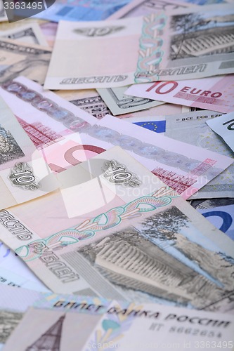 Image of Dollars, euros, russian roubles - Money of the world