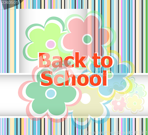 Image of Back to school invitation card with flowers, education concept