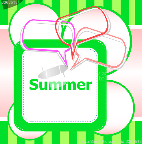 Image of poster Hello summer time and abstract speech bubbles set