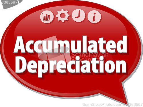 Image of Accumulated depreciation Business term speech bubble illustratio