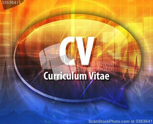 Image of CV acronym word speech bubble illustration