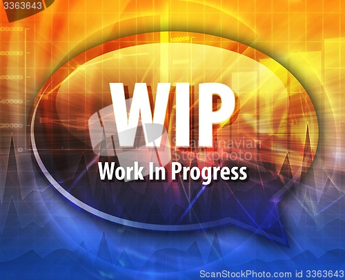 Image of WIP acronym word speech bubble illustration
