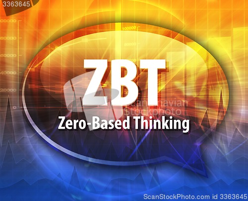 Image of ZBT acronym word speech bubble illustration