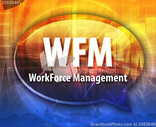 Image of WFM acronym word speech bubble illustration