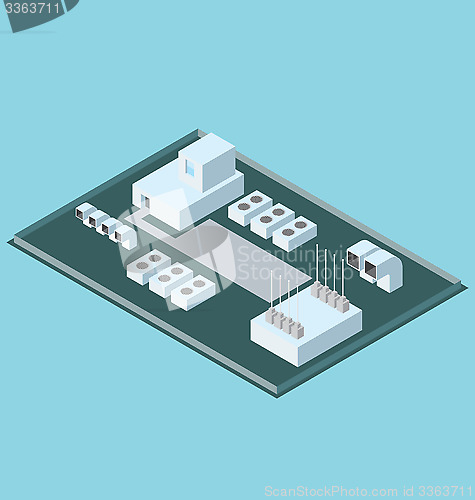 Image of Vector 3d Flat Isometric Roof With Conditioners