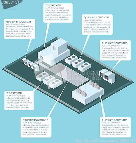 Image of Vector 3d Flat Isometric Roof With Conditioners