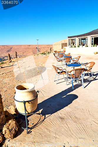 Image of potted  in    valley  morocco  the atlas dry mountain 