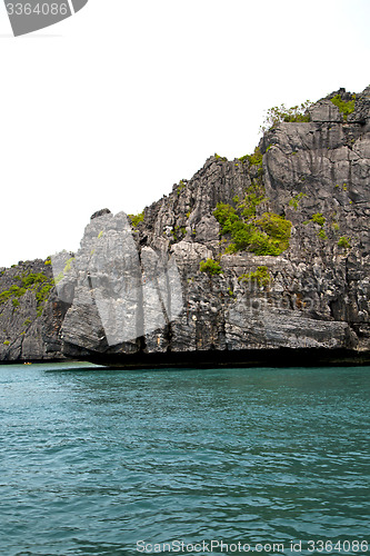 Image of   blue lagoon  stone in   phangan  bay abstract   south china se