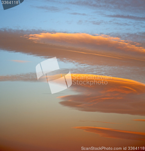 Image of sunrise in the colored sky   soft clouds and   background