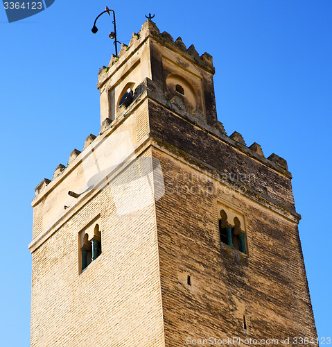 Image of the history in maroc africa  minaret religion and  blue    sky