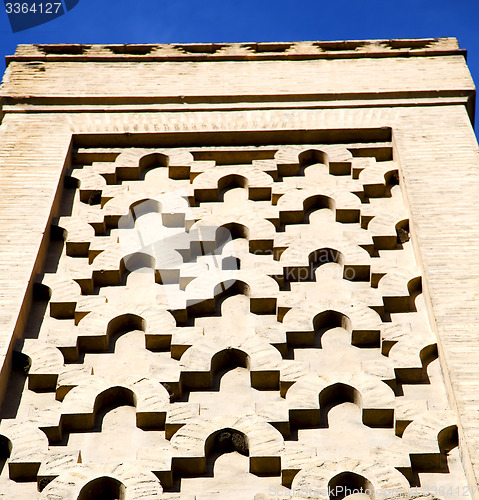 Image of the history in maroc africa  minaret religion and  blue    sky