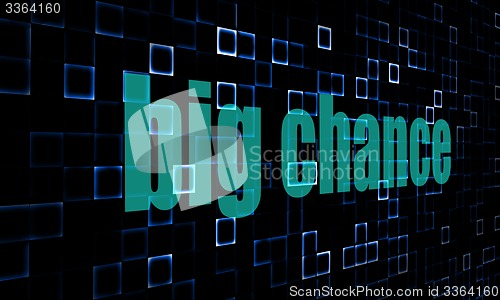 Image of Pixelated words big chance on digital background