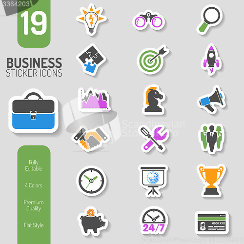 Image of Business Strategy Icon Sticker Set