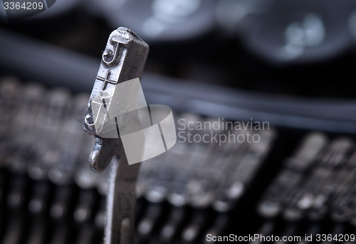 Image of J hammer - old manual typewriter - cold blue filter