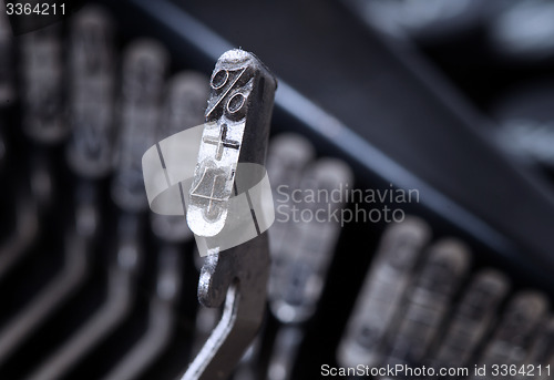 Image of 4 hammer - old manual typewriter - cold blue filter
