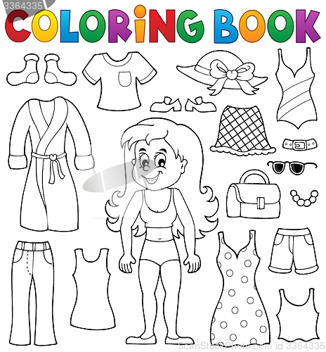 Image of Coloring book girl with clothes theme 1