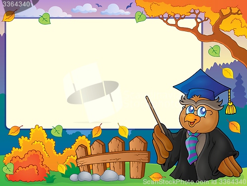 Image of Autumn frame with owl teacher 5